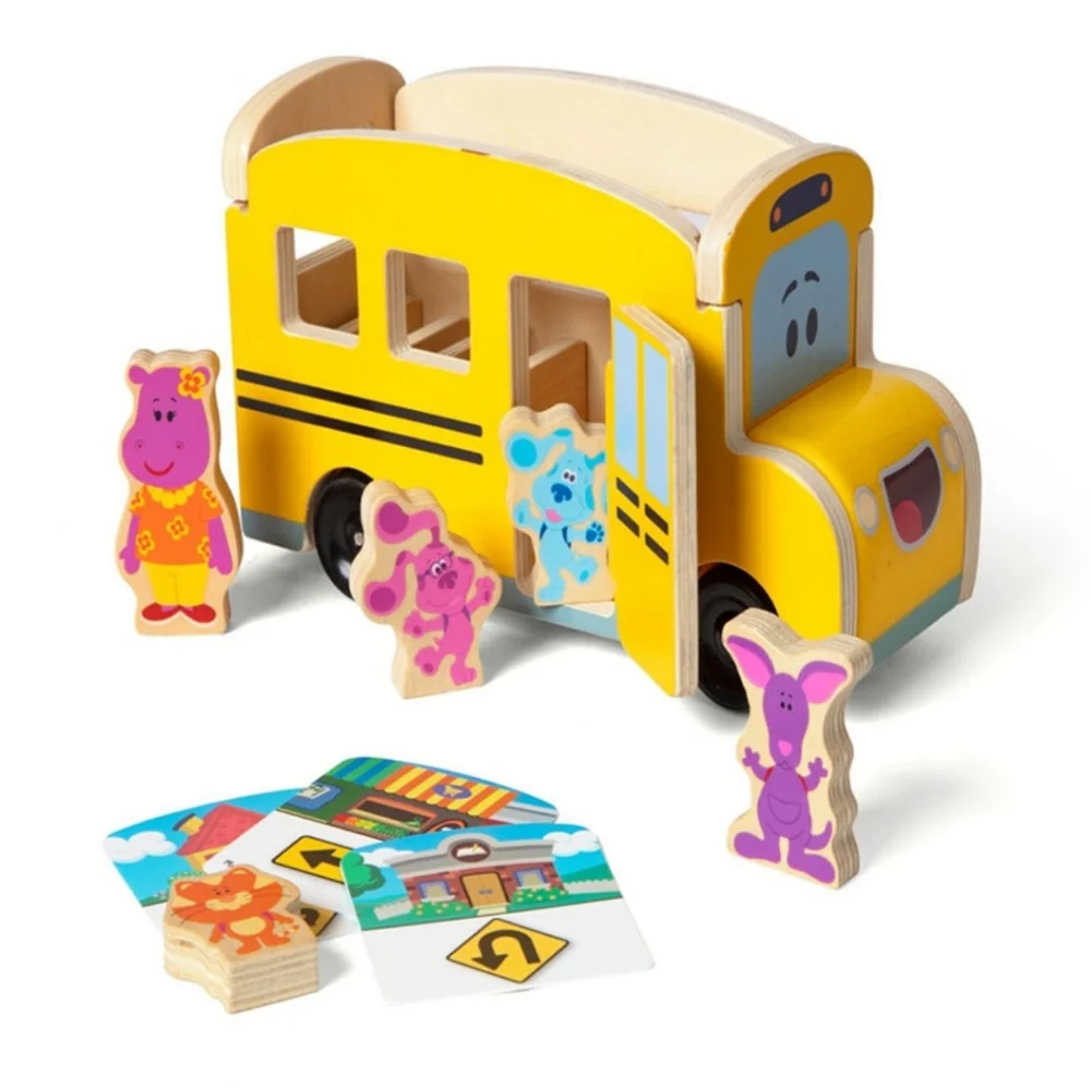 Melissa Dough Blues Clues Wooden Yellow School Bus Kids Toy